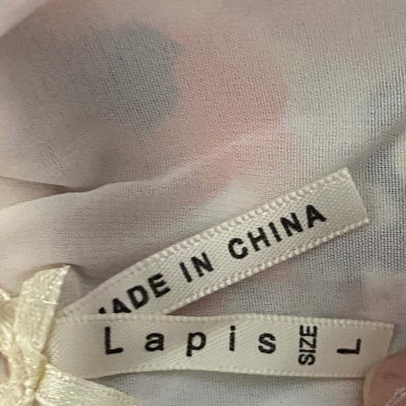 Lapis Strapless Maxi Dress Orange Top Floral Ruffle Skirt Size L - Picture 8 of 9